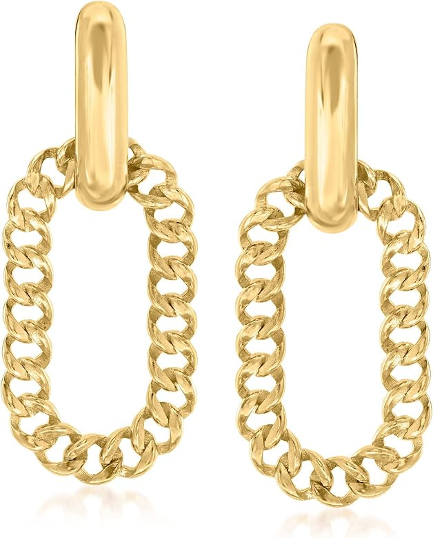 Ross-Simons Italian 18kt Gold Over Sterling Curb-Chain Drop Earrings | Amazon (US)