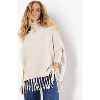 Cream Roll Neck Fringe Poncho Apricot New Look | New Look (UK)