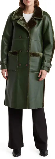 Rebecca Minkoff Faux Leather Coat with Faux Shearling Trim | Nordstromrack | Nordstrom Rack