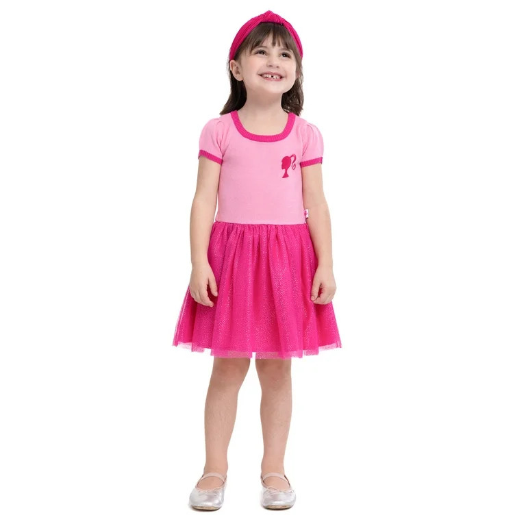 Barbie Toddler Girls Short Sleeve Sweater Cosplay Dress, Sizes 2T-5T | Walmart (US)