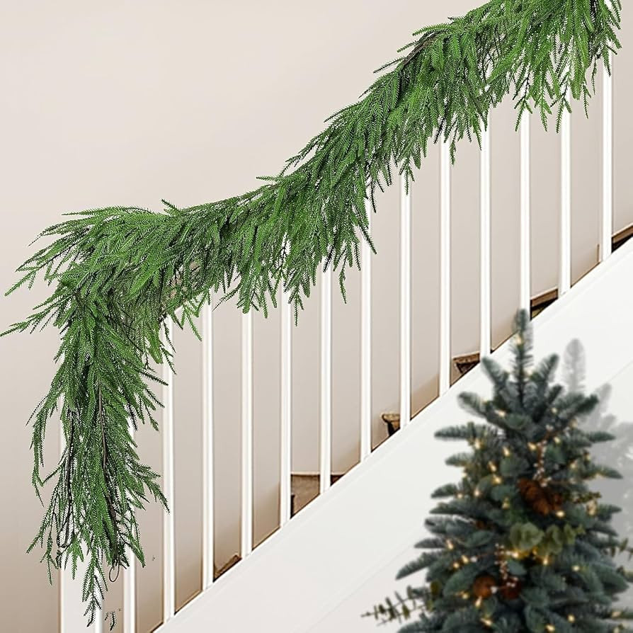 Watayo 6 Ft Christmas Norfolk Pine Garland- Dense Real Touch Pine Garland Ornament- Realistic Art... | Amazon (US)