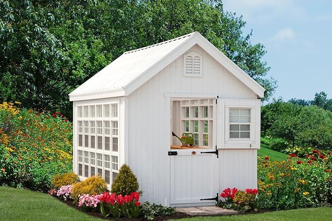 Little Cottage Company Colonial Gable Greenhouse, 10' x 16', Primed Tan | Amazon (US)
