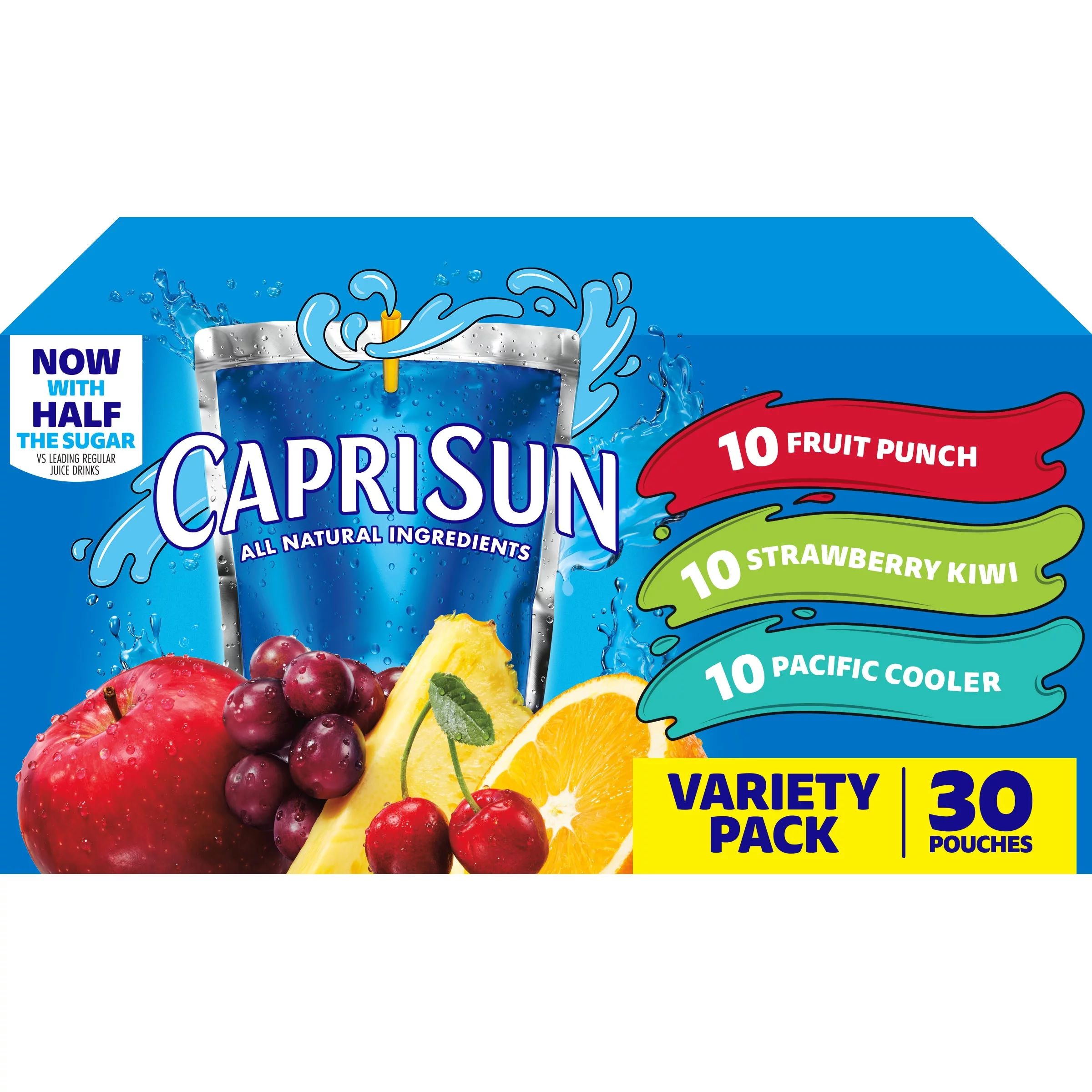 Capri Sun Variety Pack with Fruit Punch, Strawberry Kiwi & Pacific Cooler Juice Box Pouches, 30 c... | Walmart (US)