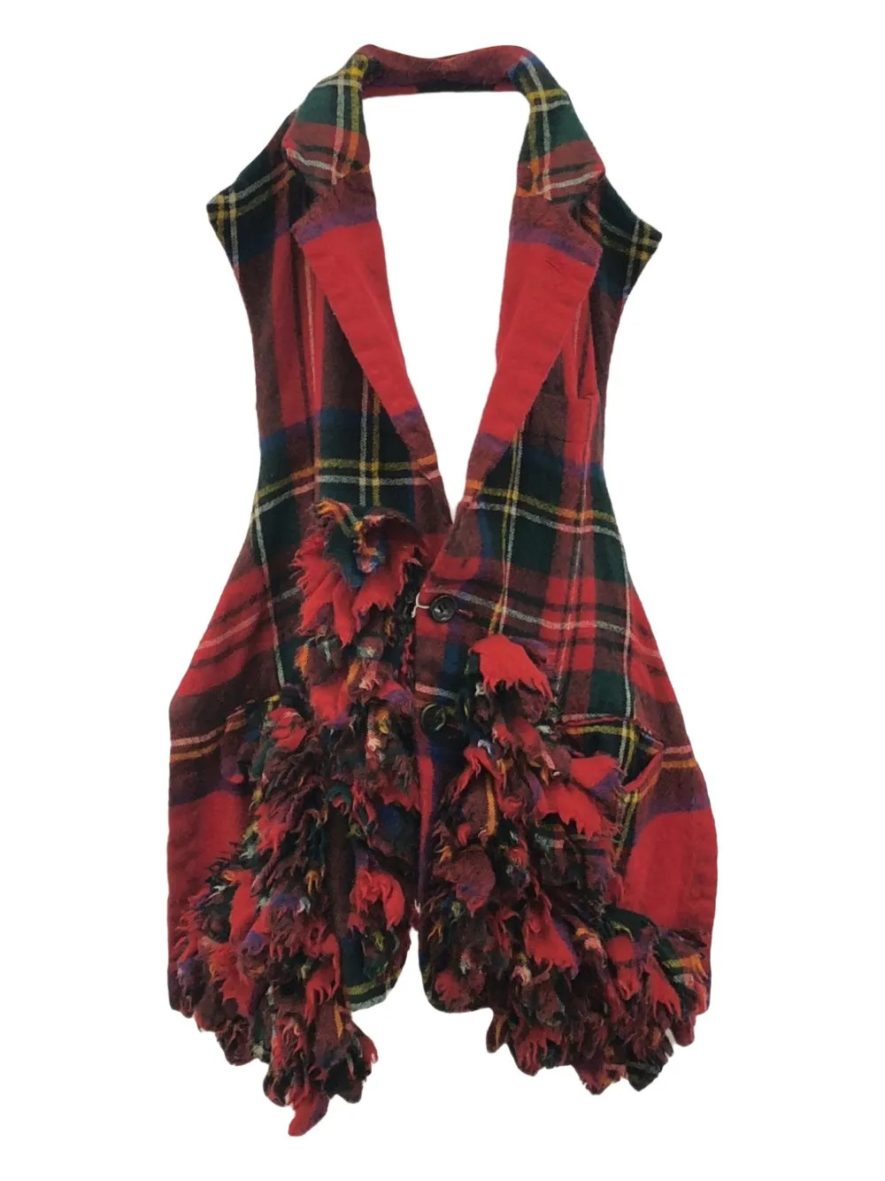 Comme Des Garçons Pre-Owned Plaid Chain Gilet Top | Red | FARFETCH UK | Farfetch Global