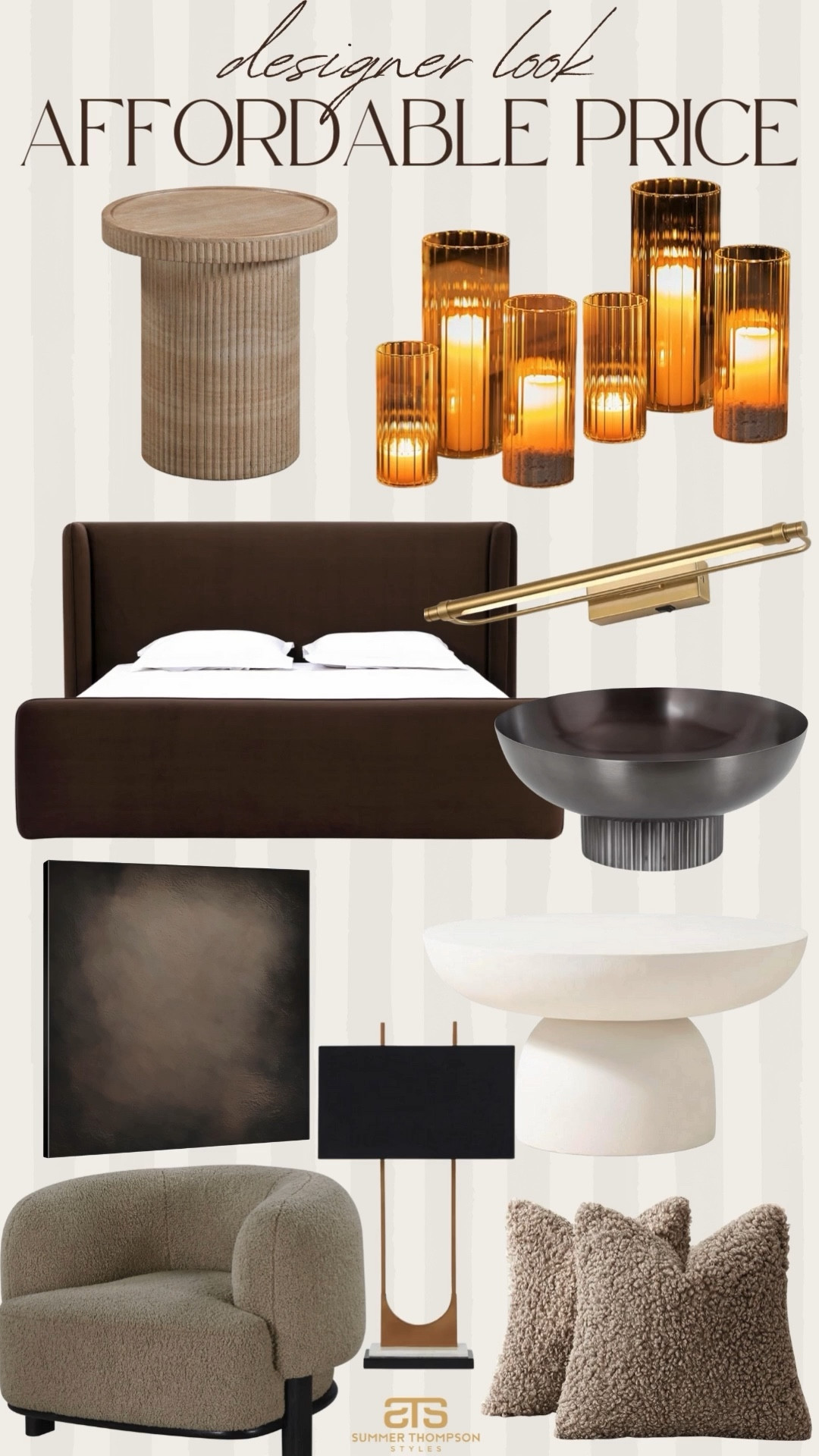 Designer look, affordable price

Neutral home. Modern home. Travertine stone table. Candles. Bed frame. Gallery light. Bowl. Painting. Wall art. Round table. Table lamp. Throw pillow. Accent chair  

#LTKFindsUnder100 #LTKFindsUnder50 #LTKSeasonal