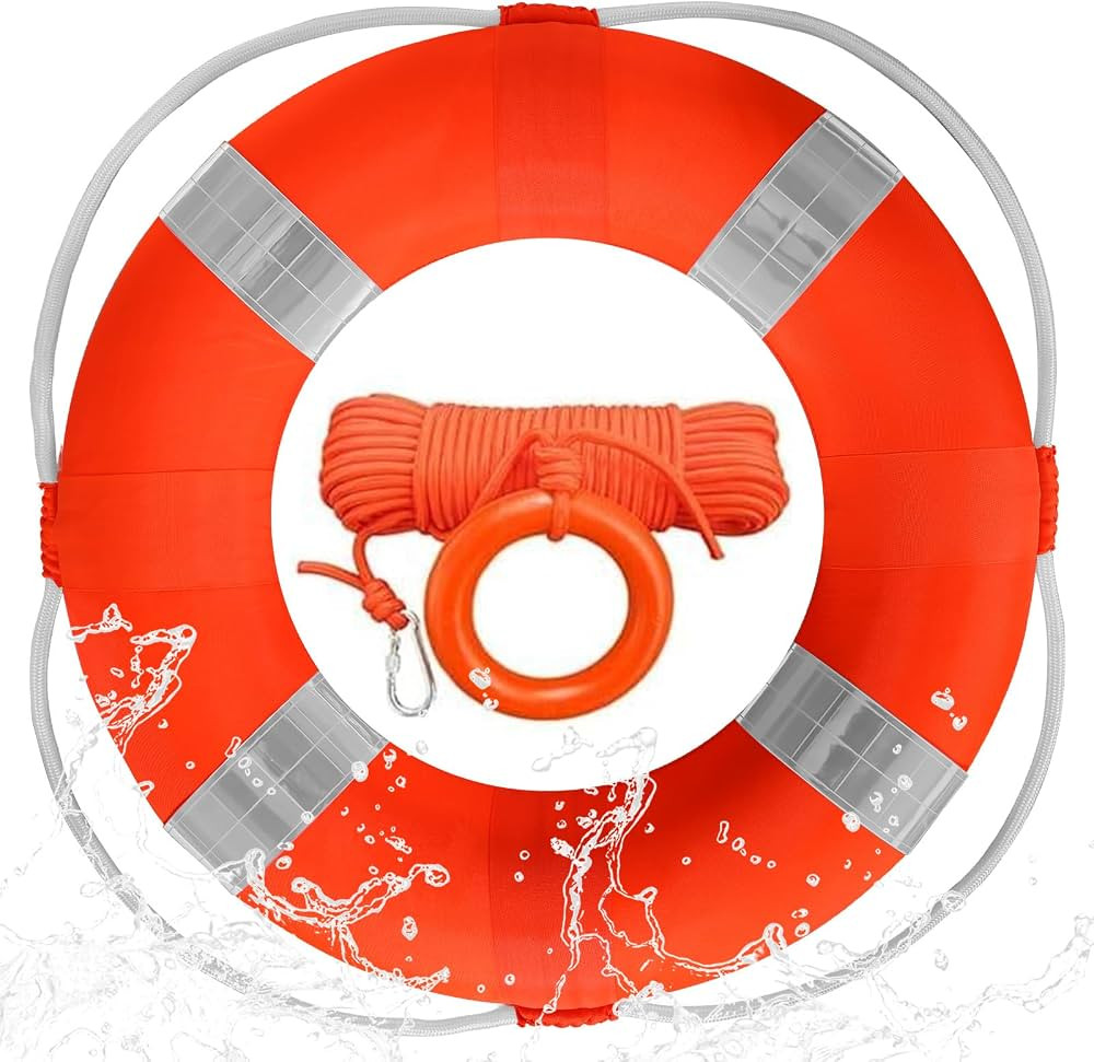 Swim Foam Buoy Set, 20inch Life Preserver Pool Safety Throw Ring with Water Floating Lifesaving R... | Amazon (US)