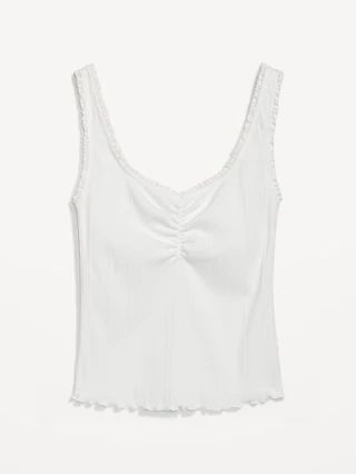 Rib-Knit Lettuce-Edge Cami Top for Women | Old Navy (US)