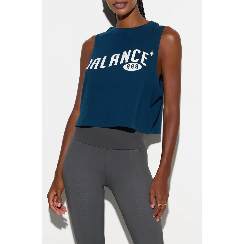Spiritual Gangster Balance Spirit Crop Tank in Midnight Teal at Nordstrom, Size X-Large | Nordstrom