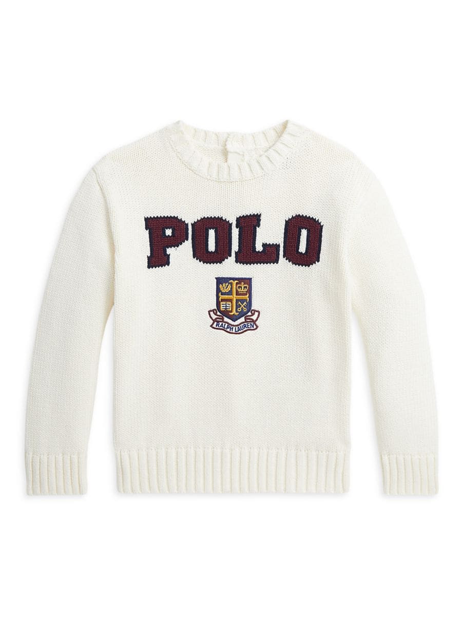 Little Girl's & Girl's Cotton Logo Crest Sweater | Saks Fifth Avenue