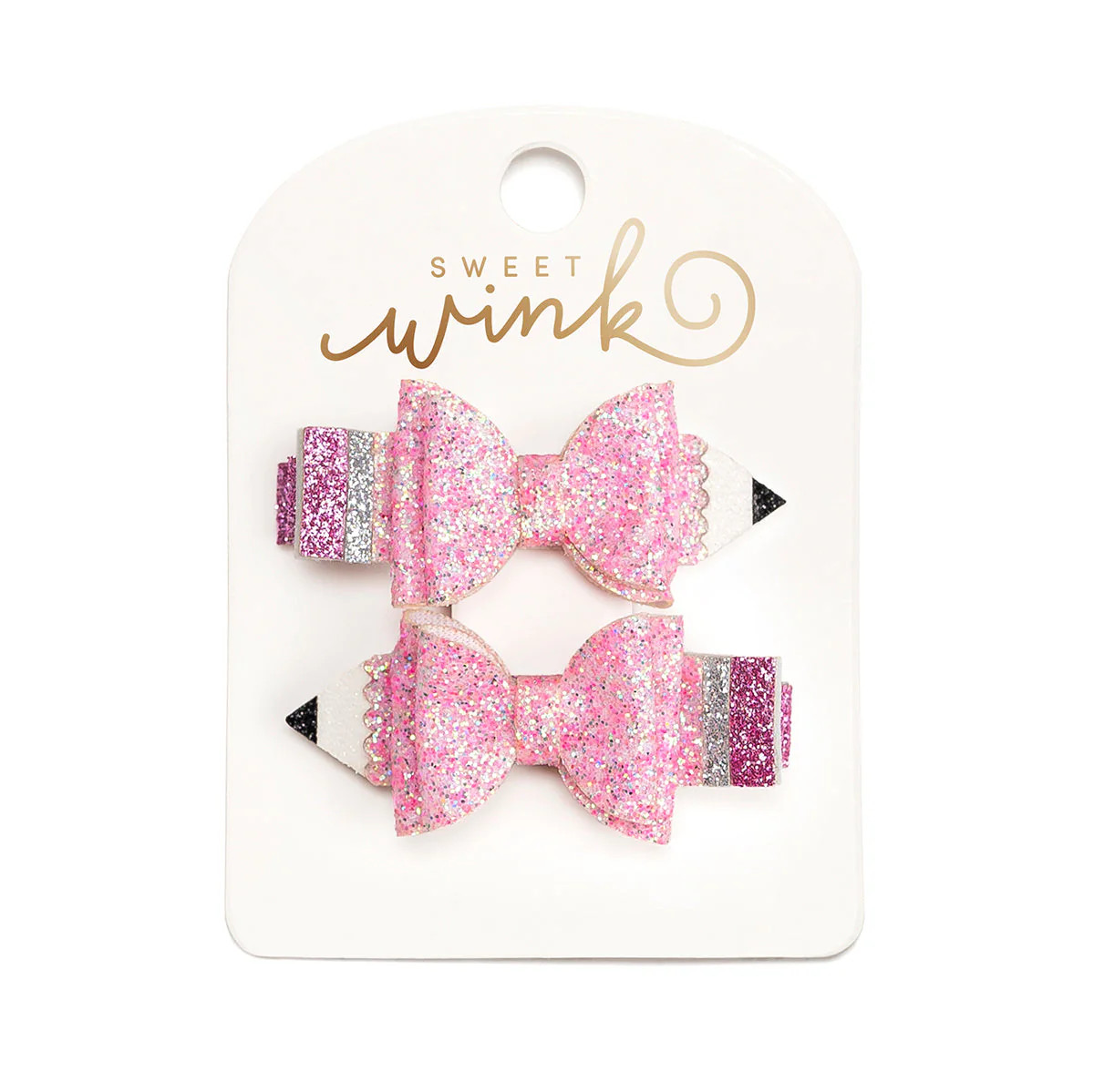 Pink Pencil Bow Clip Set | Sweet Wink