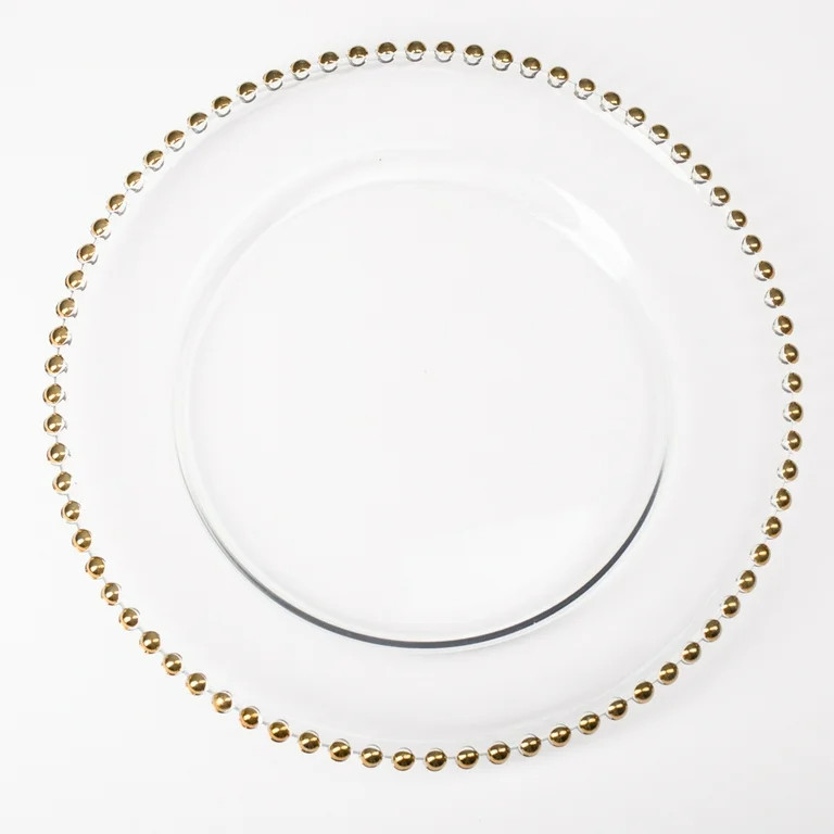 Richland Glass Charger Plate Gold Beaded 13" Set of 12 | Walmart (US)