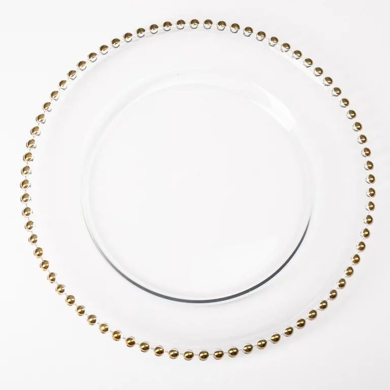 Richland Glass Charger Plate Gold Beaded 13" Set of 12 | Walmart (US)