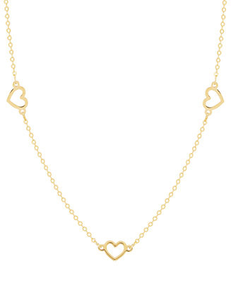 Polished Open Heart Station 18" Collar Necklace in 10k Gold | Macy's