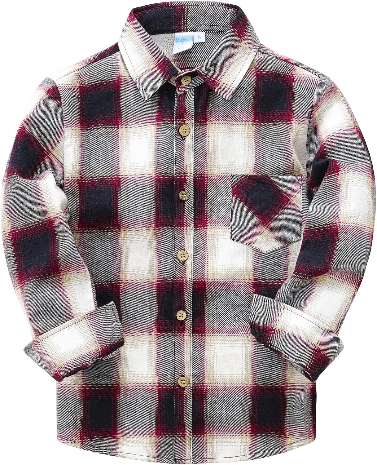 VATPAVE Boys Flannel Shirts Long Sleeve Button Down Plaid Shirt | Amazon (US)