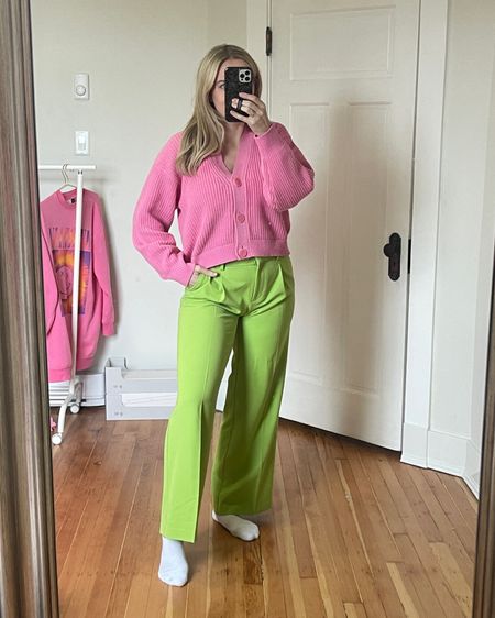 Neon green pants!! These trousers are a much less expensive version of the aritzia effortless pant and this highlighter green color is perfect for spring / summer! They fit true to size - and come in 4 colors! 
.
.
.
New arrivals - H&M - dress pants - spring outfit - spring fashion trend 

#LTKstyletip #LTKunder100 #LTKSeasonal