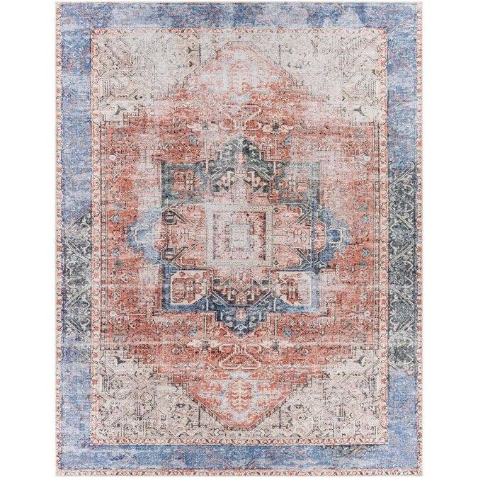 allen + roth Lifestyle Performance Amelie 8 x 10 Coral Indoor Medallion Oriental Area Rug | Lowe's