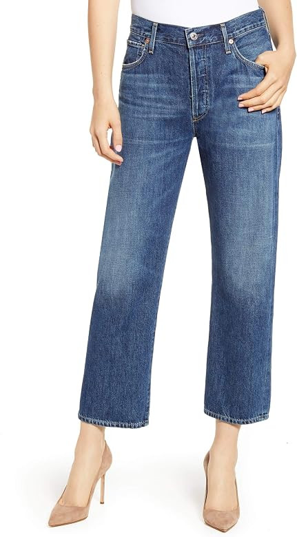 Citizens of Humanity Emery High Rise Relaxed Crop Women's Designer Denim Jeans - in Blue Rose was... | Amazon (US)