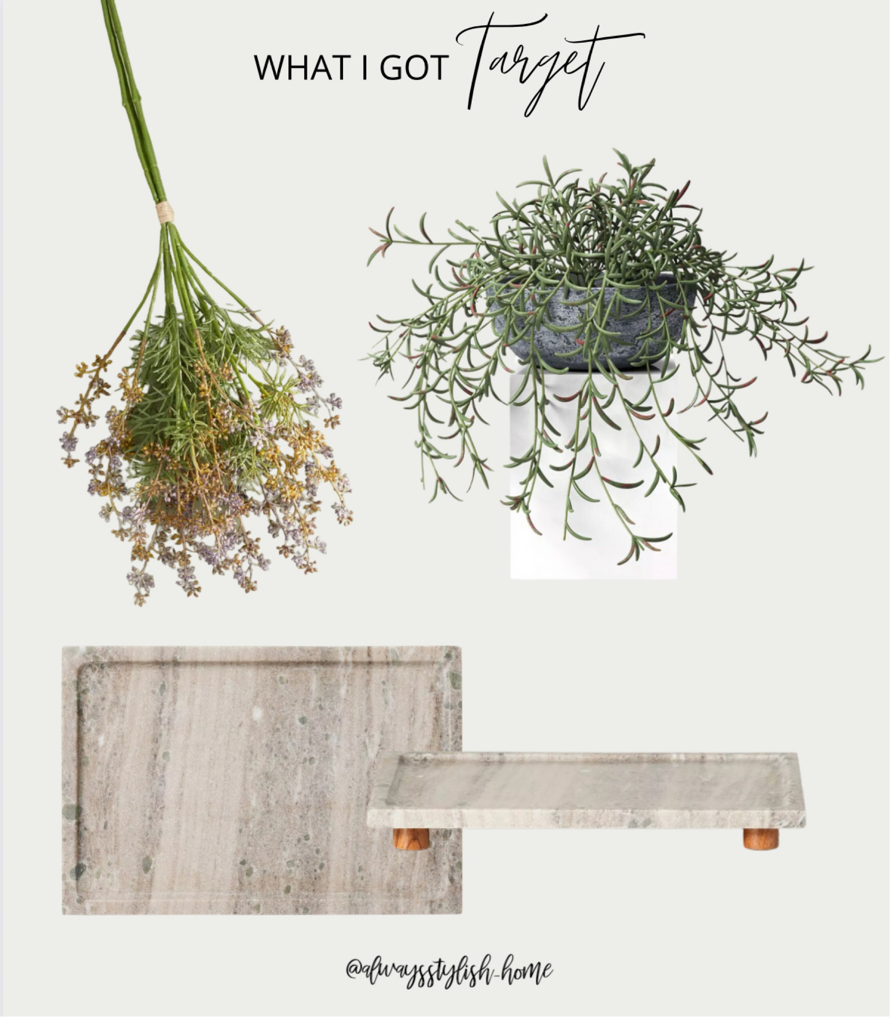 My NEW target purchases! Faux wildflower stems, fish hook plant, marble footed tray, spring decor, home decor, studio McGee, magnolia, threshold, modern organic decor, neutral decor

#LTKfindsunder50 #LTKhome #LTKMostLoved