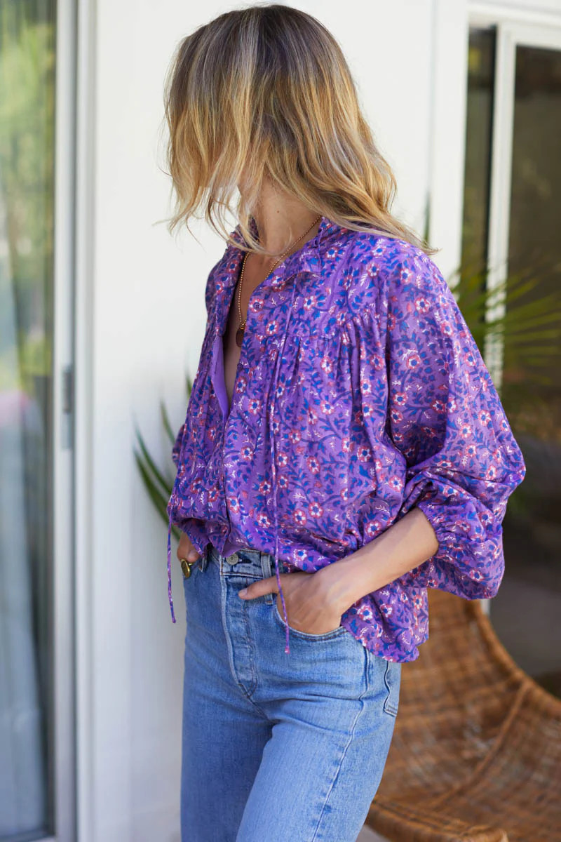 Emmaline Blouse - Violet Wildflower Organic | Emerson Fry