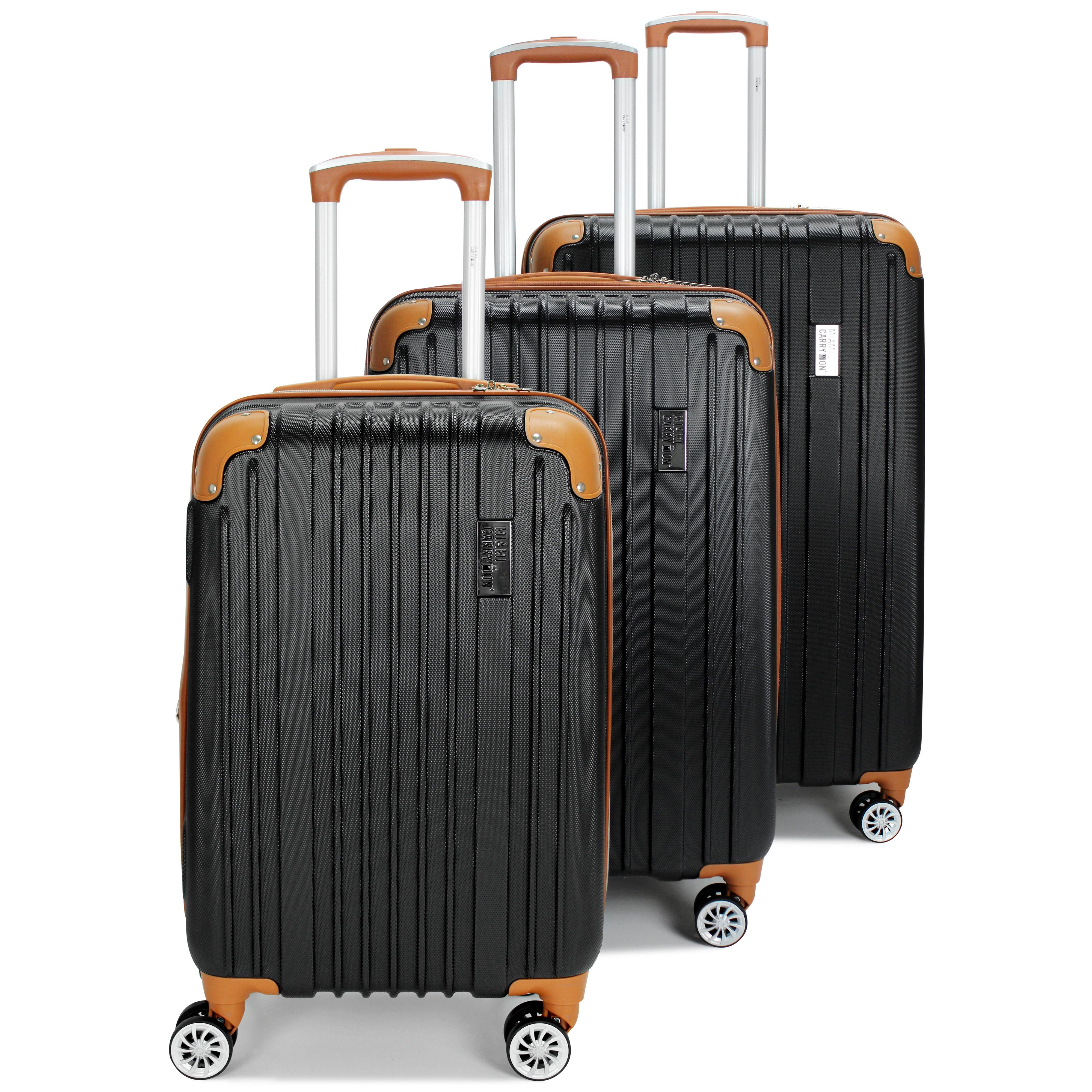 Miami CarryOn Collins 3 Piece Expandable Spinner Luggage Set (Black) - Walmart.com | Walmart (US)