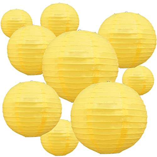 BEISHIDA Yellow Round Paper Lanterns Decorative Hanging Asia Chinese Japanese Paper Lanterns Lamp for Birthday Halloween Wedding Baby Bridal Shower Fall Home Decor Party Decoration（10 Packs） | Amazon (US)