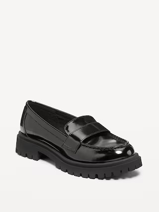 Faux-Leather Chunky Heel Loafers | Old Navy (US)