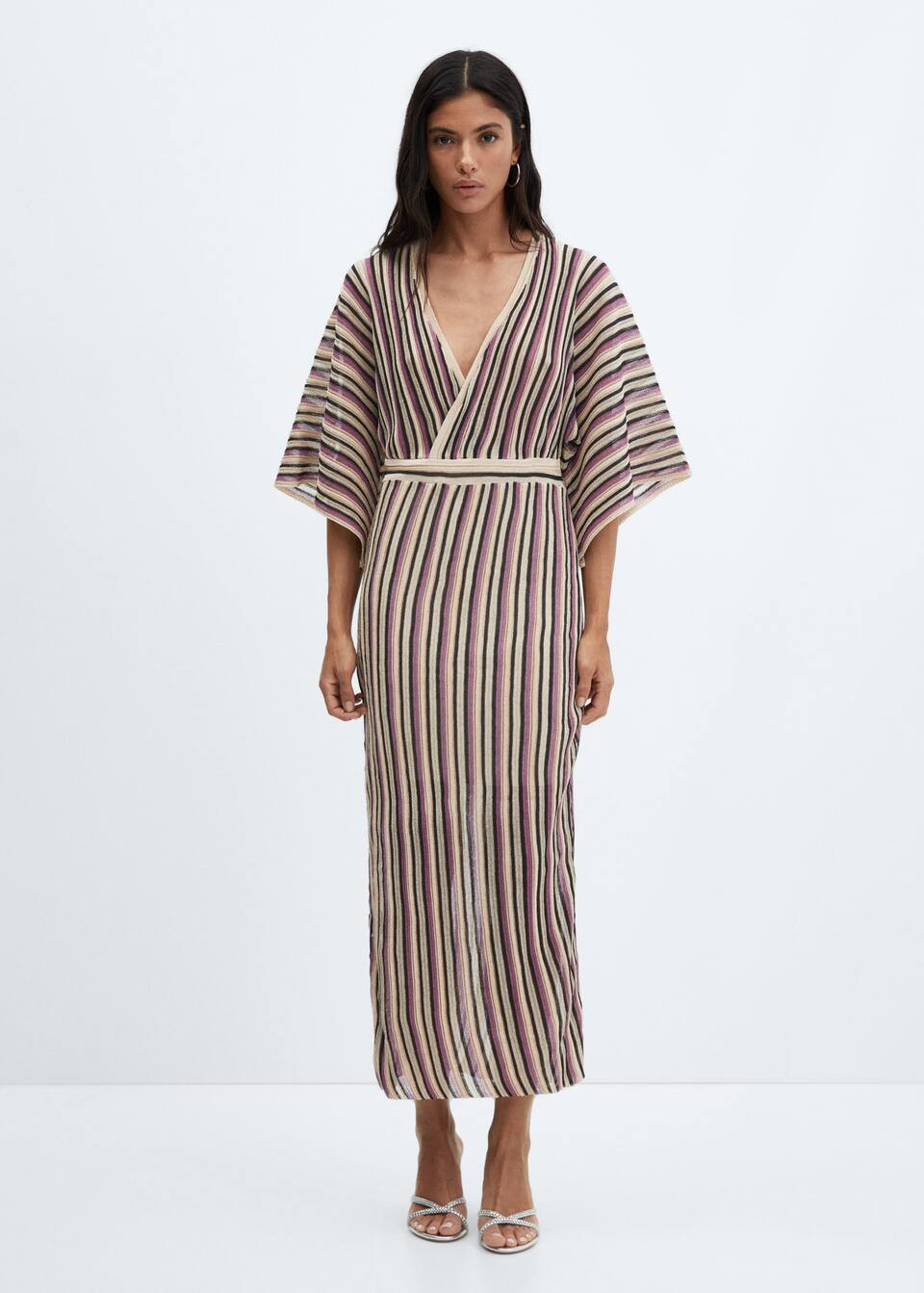 Lurex dress with crossed neckline -  Women | Mango USA | MANGO (US)