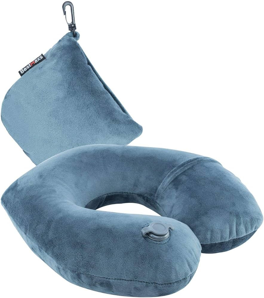Inflatable Travel Neck Pillow for Airplane Train Car Washable Pillowcase U Shaped Office Napping ... | Amazon (US)