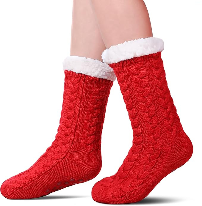 SDBING Women's Winter Super Soft Warm Cozy Fleece Lined Fuzzy Slipper Socks with Grippers | Amazon (US)