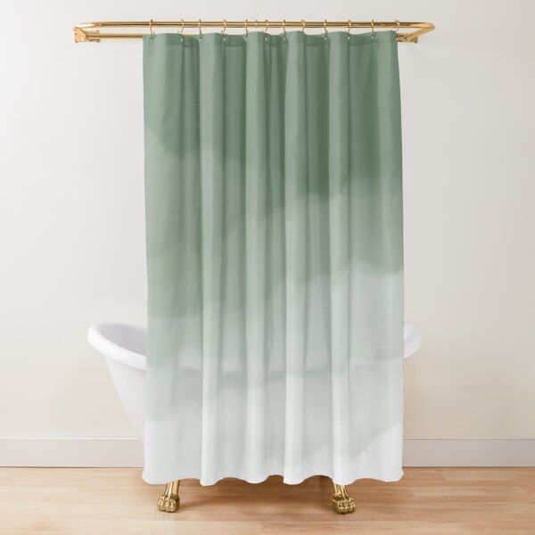 Sage Green Watercolor Ombre (sage green/white) Shower Curtain by designminds | Redbubble (US)