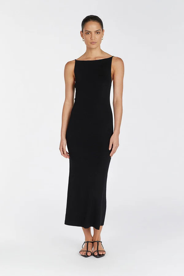 TAYLOR BLACK KNIT MIDI DRESS | DISSH