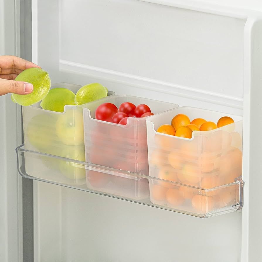 Poeland Refrigerator Organizer Box, Fridge Side Door Storage Containers Plastic Translucent Pack ... | Amazon (US)