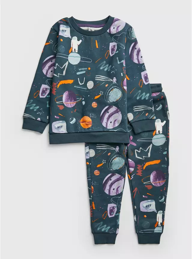 Buy Teal Space Print Sweatshirt & Joggers 1-1.5 years | Jumpers and hoodies | Tu | Tu Clothing