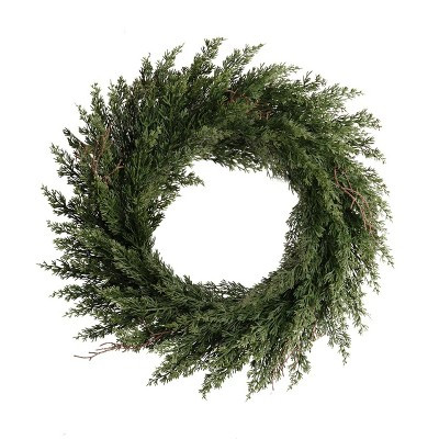 Vitalismo 24" Artificial Christmas Wreath Realistic Cypress Large Wreath with Dead Branches for I... | Target