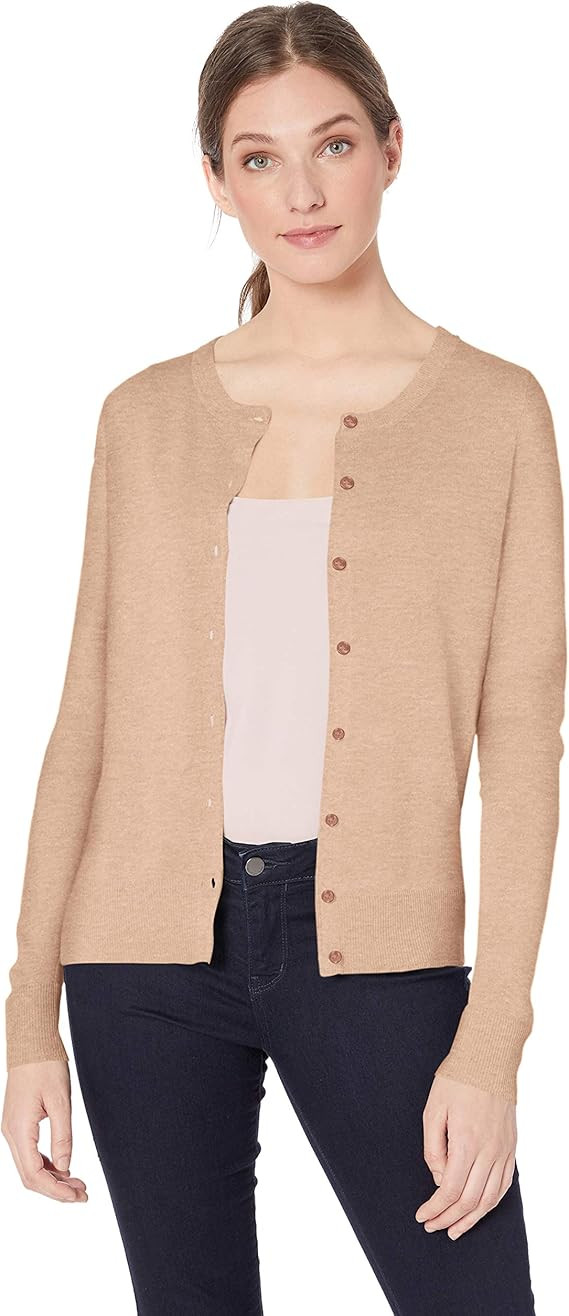 Amazon Essentials Women's Lightweight Crewneck Cardigan Sweater | Amazon (US)