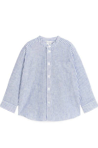 Henley Linen Shirt – Blue/Stripe – Children – ARKET GB | Arket UK