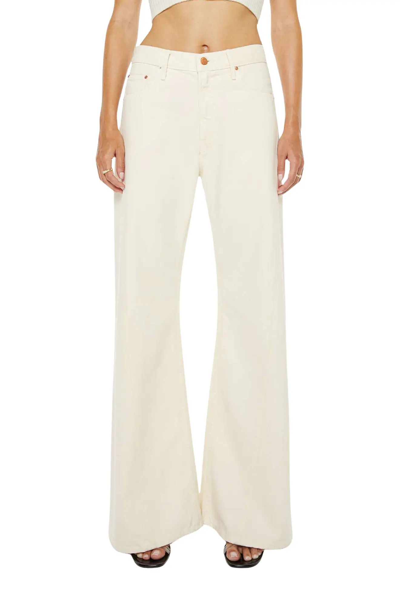 MOTHER Lemon Twist High Waist Wide Leg Jeans in Natural at Nordstrom, Size 24 | Nordstrom