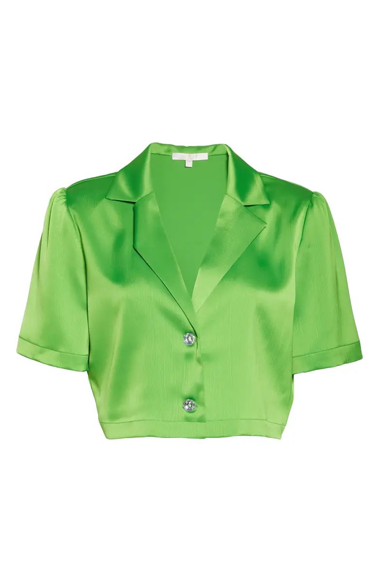 WAYF Roxbury Satin Crop Button-Up Shirt | Nordstrom | Nordstrom