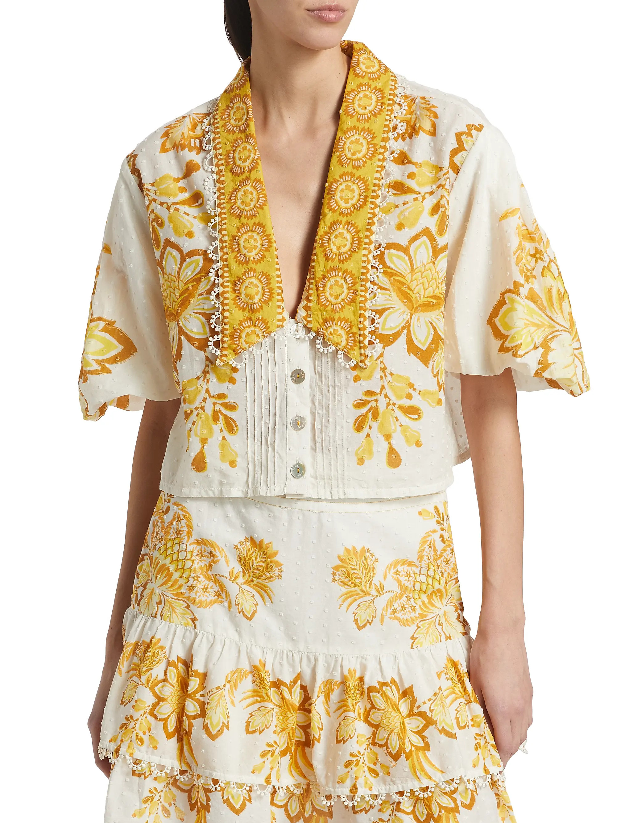 Aura Floral Cotton Crop Top | Saks Fifth Avenue