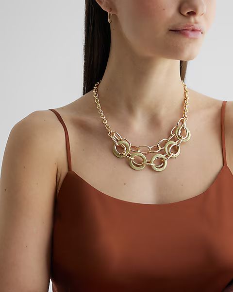 Metallic Wrapped Double Row Linked Chain Necklace | Express