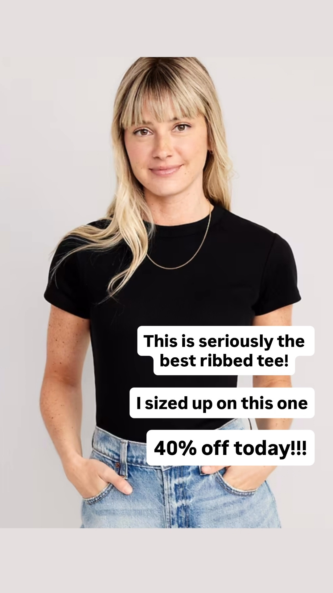 This seriously is the best ribbed tee (I have it and 3 of my girls have multiple of them!). 
I never size up and I sized up on this one. 
40% off today!
*There is also a long sleeve version