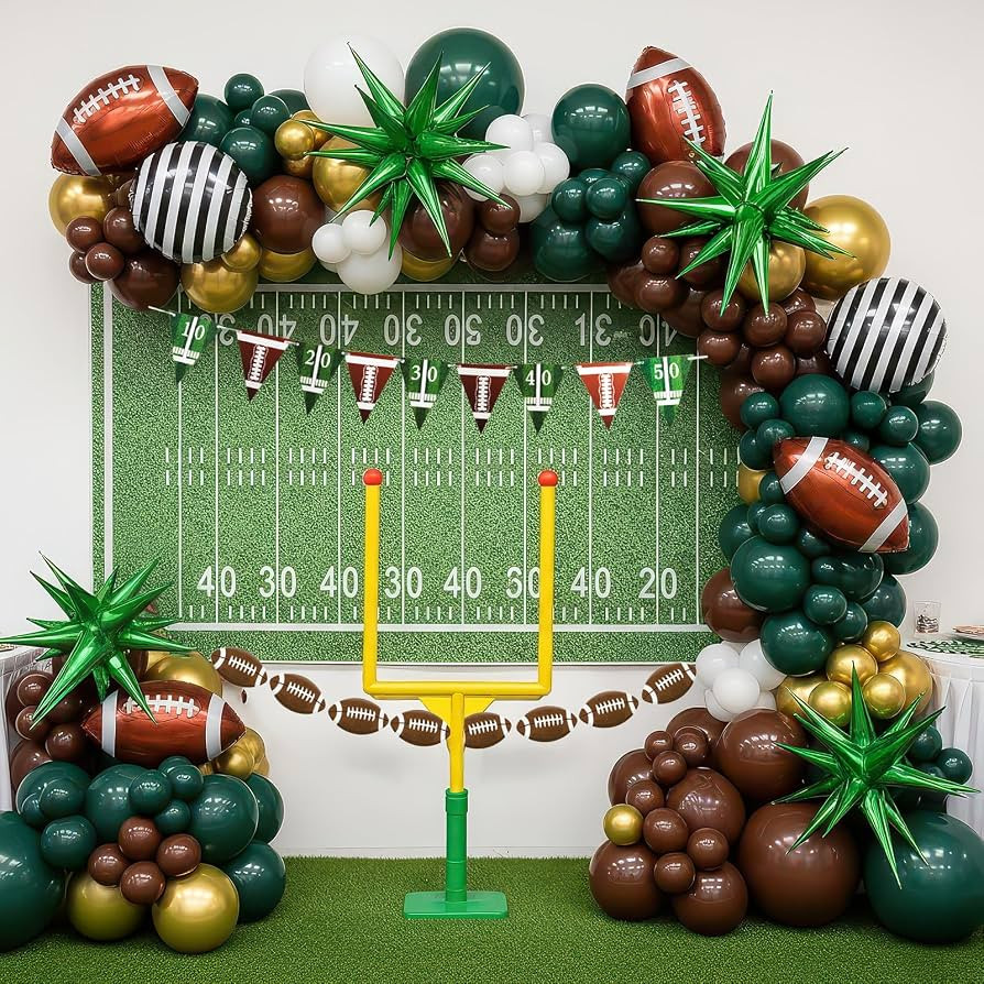 Football Balloon garland arch kit with Green White Gold Balloons with large star stripe Foil ball... | Amazon (US)