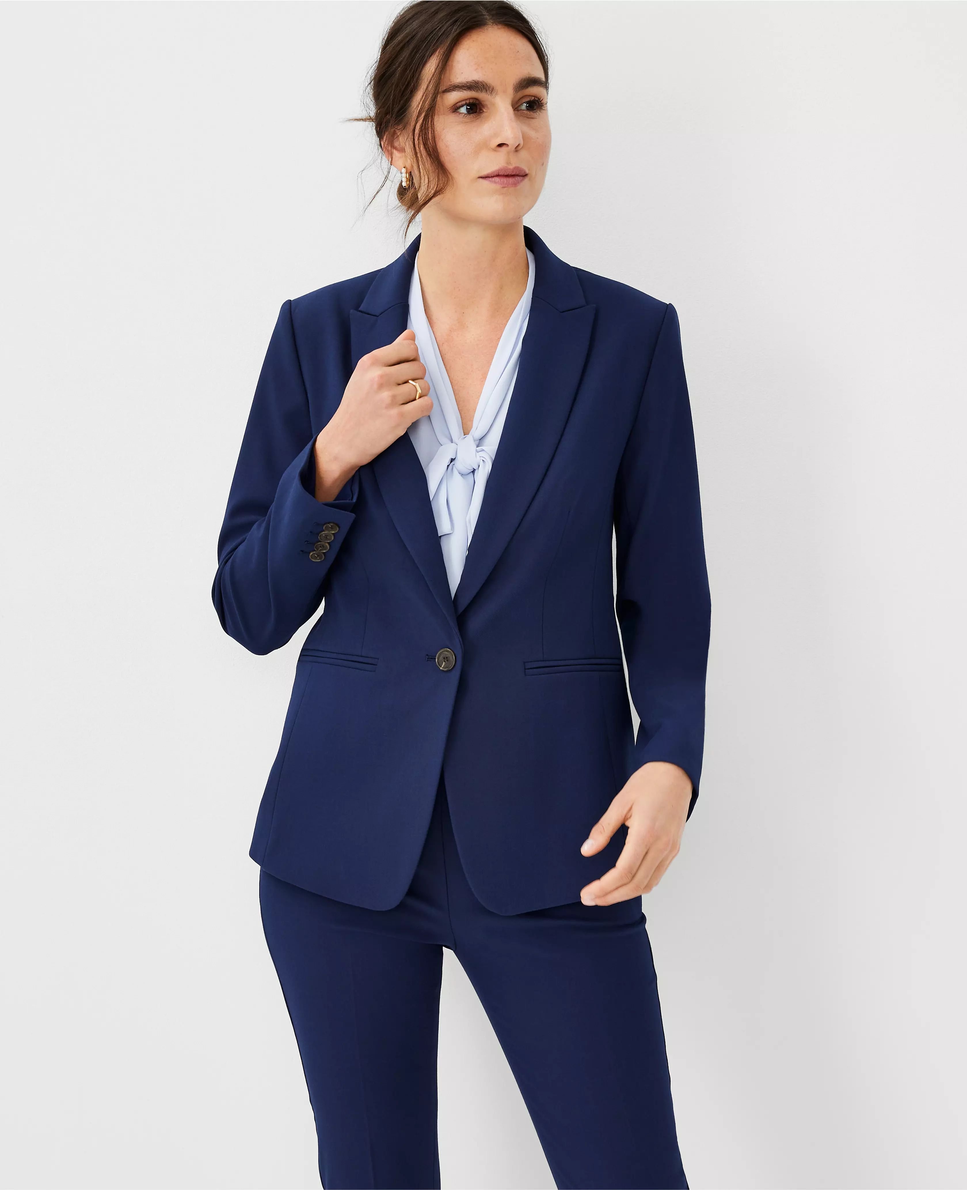 The Long One Button Blazer in Bi-Stretch | Ann Taylor (US)