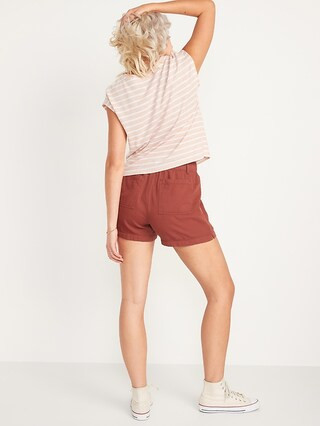 High-Waisted Textured Twill Shorts for Women -- 4-inch inseam | Old Navy (US)
