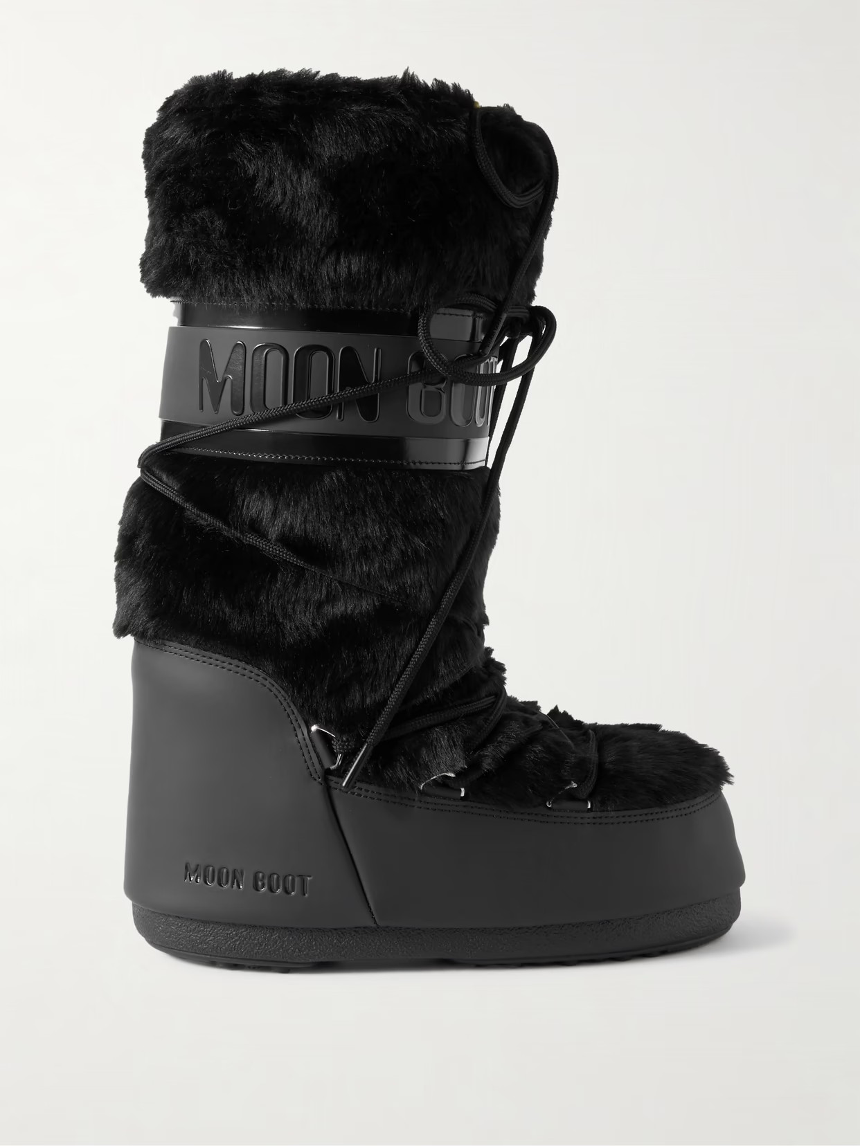 Moon Boot - Icon Faux Fur And Faux Leather Snow Boots - Black | NET-A-PORTER (US)