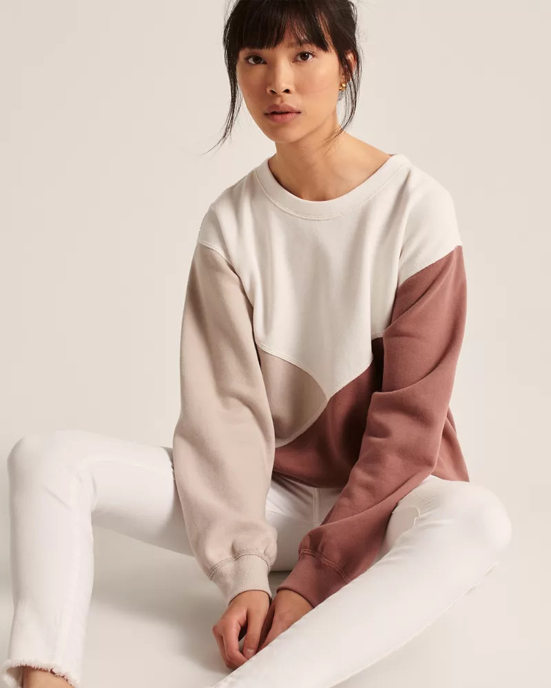 Colorblock Crewneck Sweatshirt | Abercrombie & Fitch US & UK