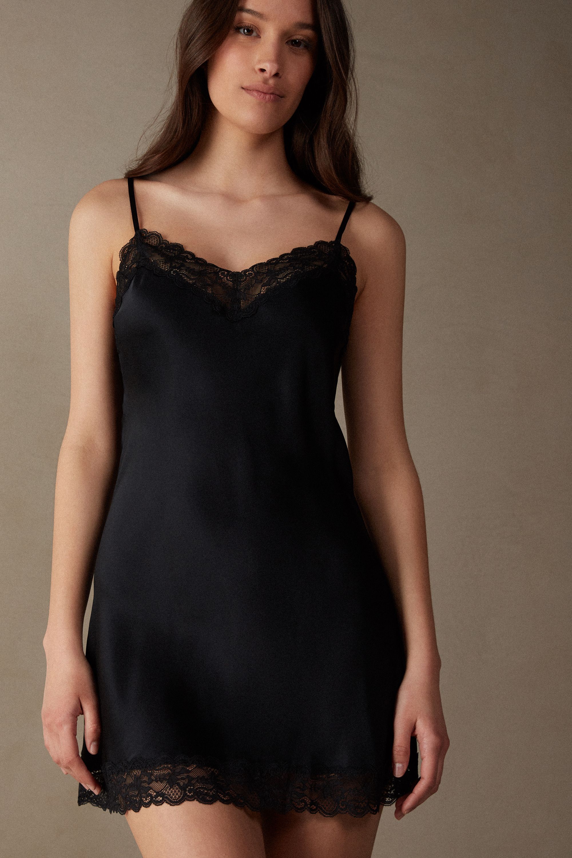 Silk Slip with Lace Insert Detail | Intimissimi (US)