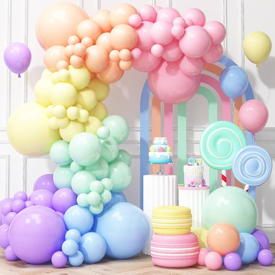 Pastel Rainbow Balloons Arch Garland Kit, Macaron Easter Balloon Arch Kit,18/12/5 In Pastel Sprin... | Amazon (US)