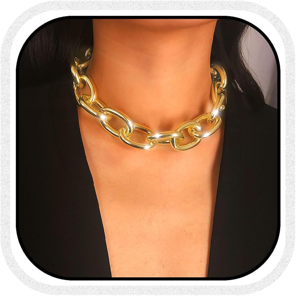 Amazon.com: CLOACE Chunky Choker Necklace Gold Cuban Link Chain Thick Necklaces Punk Jewelry for ... | Amazon (US)