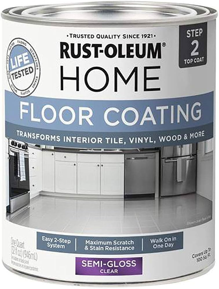 Rust-Oleum 358870 Floor Coating Top Coat Semi-Gloss Clear Quart | Amazon (CA)